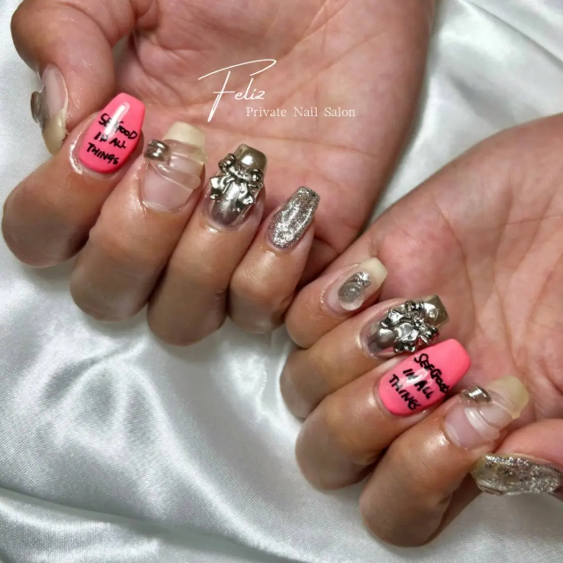 ネイル 持ち込み ハンドネイル フットネイル ハンドケア Feliz yuukaのネイルデザイン
