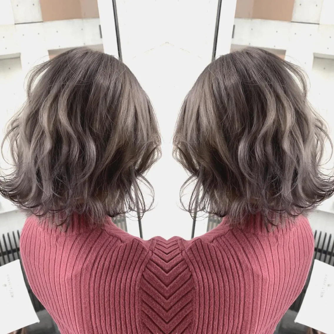 ミディアム カラー ヘアアレンジ グレージュ Merci メルシー 福岡、今泉のヘアスタイル