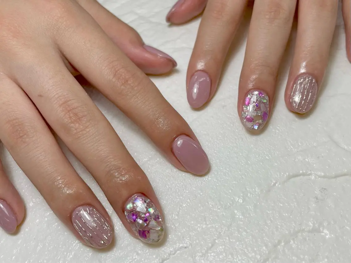 ネイル ミラーネイル 持ち込み MINORI Nail&Waxのネイルデザイン