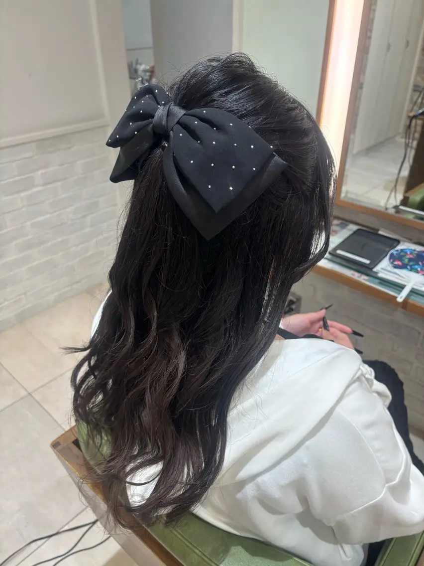 ロング ヘアアレンジ 夜会巻き ハーフアップ 結婚式・ブライダル ヘアセット 艶カラー✨ヘア アレンジ🎀Rianのヘアスタイル