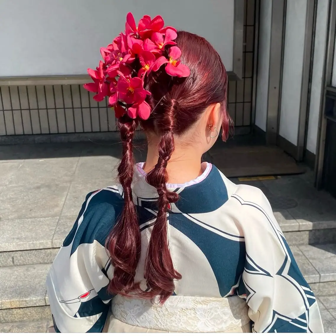 ロング カラー 卒業式のヘアスタイル ヘアカラー カットモデル୨୧大阪 梅田タカシマリナ♡のヘアスタイル
