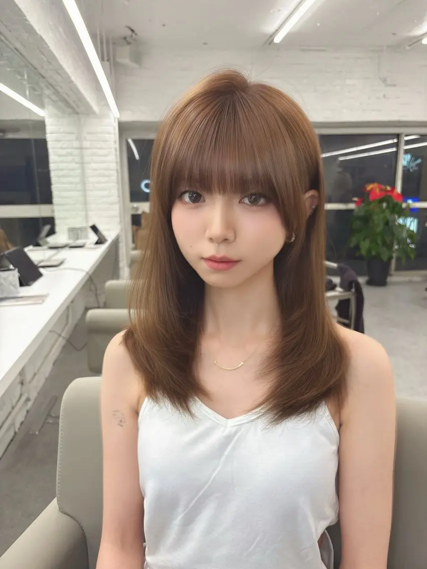 ミディアム カラー ヘアアレンジ ケアカラー 透明感カラー 顔まわりレイヤー 髪質改善 韓国風ヘア カット ヘアカラー トリートメント ✨綺麗が続くカット ✨/星野六三四のヘアスタイル