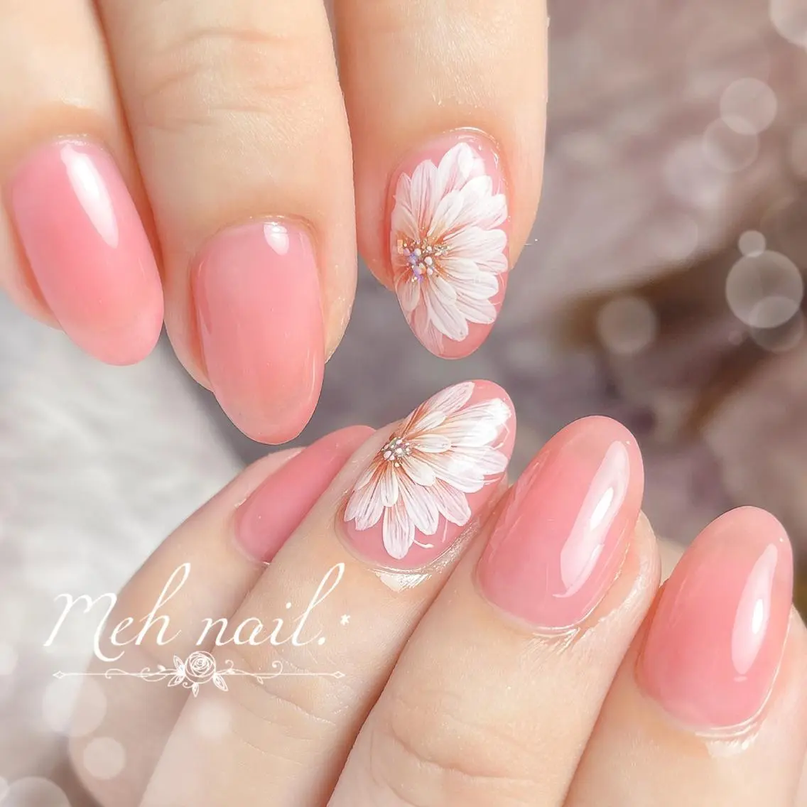 ネイル アートネイル フラワーネイル Healing nail 杢のネイルデザイン