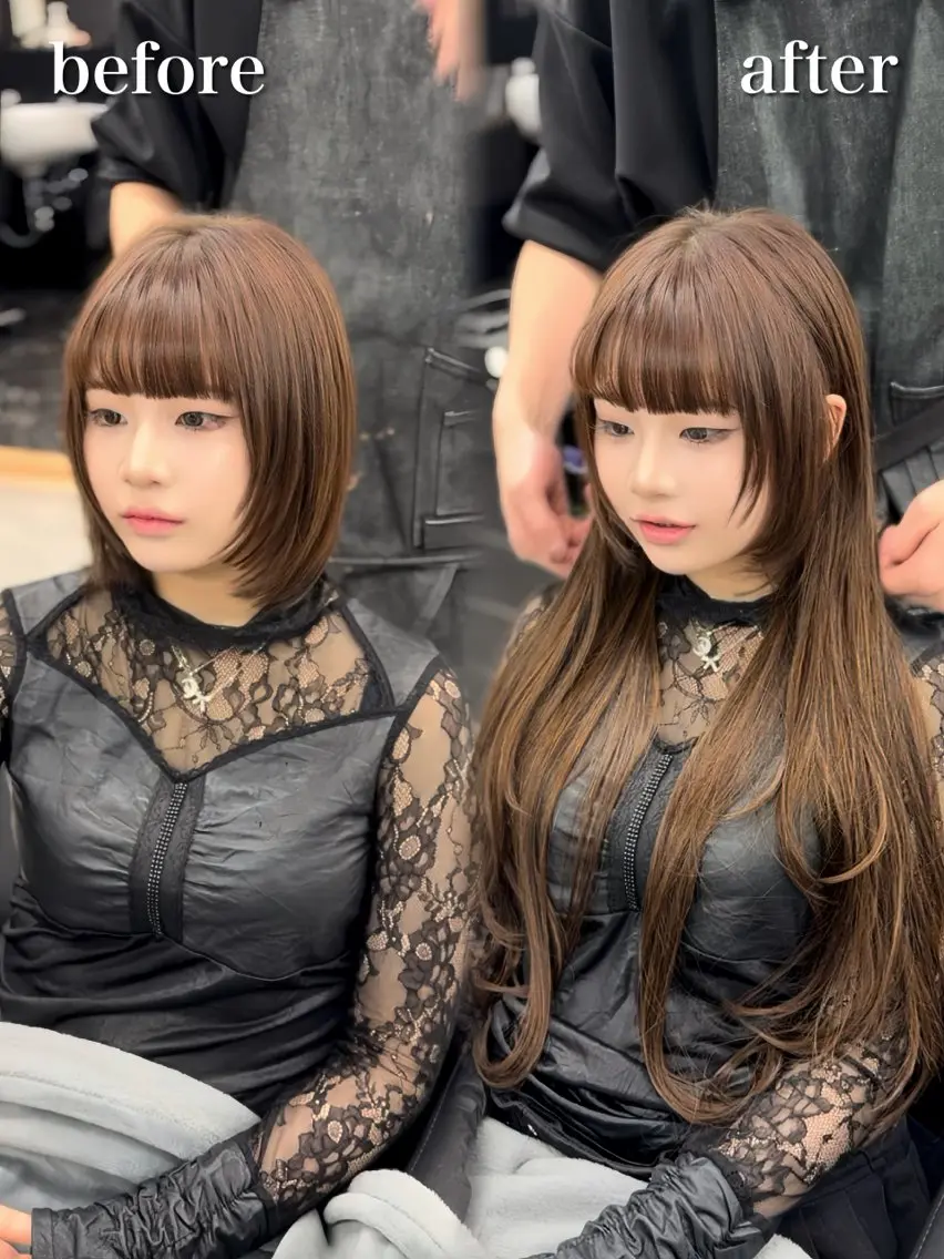 ロング カラー シールエクステ ブリーチ ブラウンカラー グレージュ ハイライトカラー エクステの神様 ▫️原島ユウヤ▫️のヘアスタイル