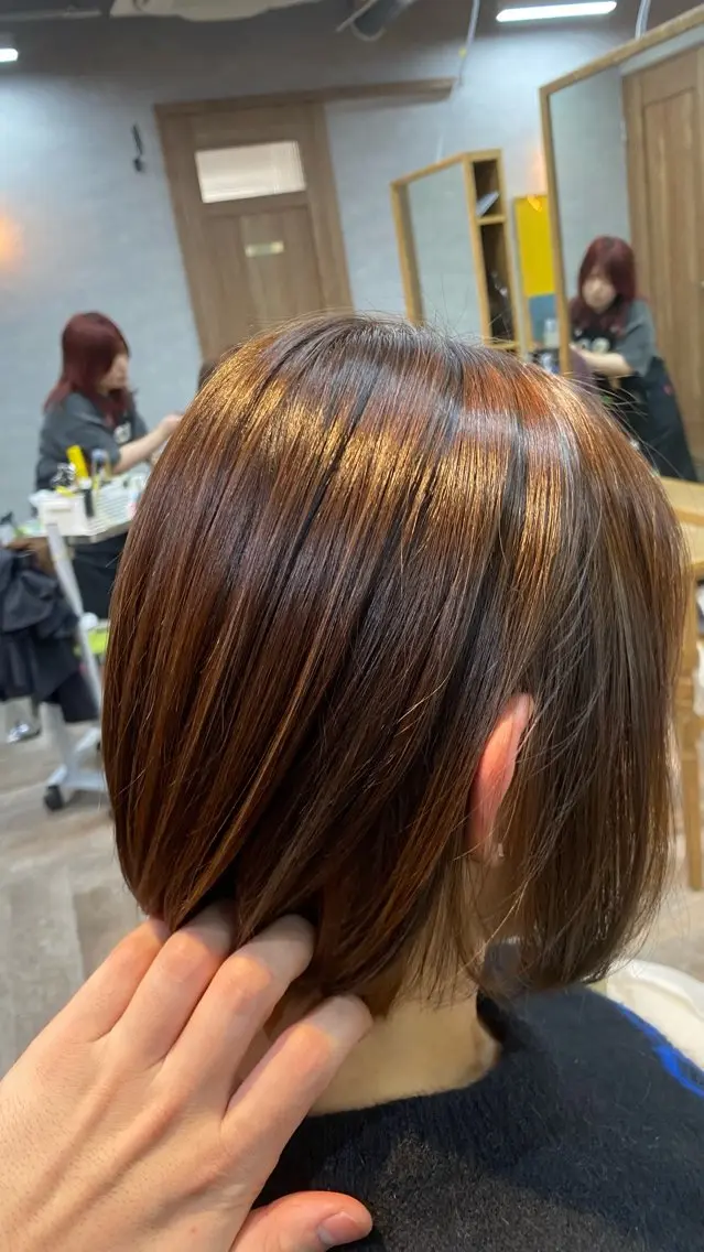 ミディアム カラー ブラウンカラー 飯田 雷晟のヘアスタイル