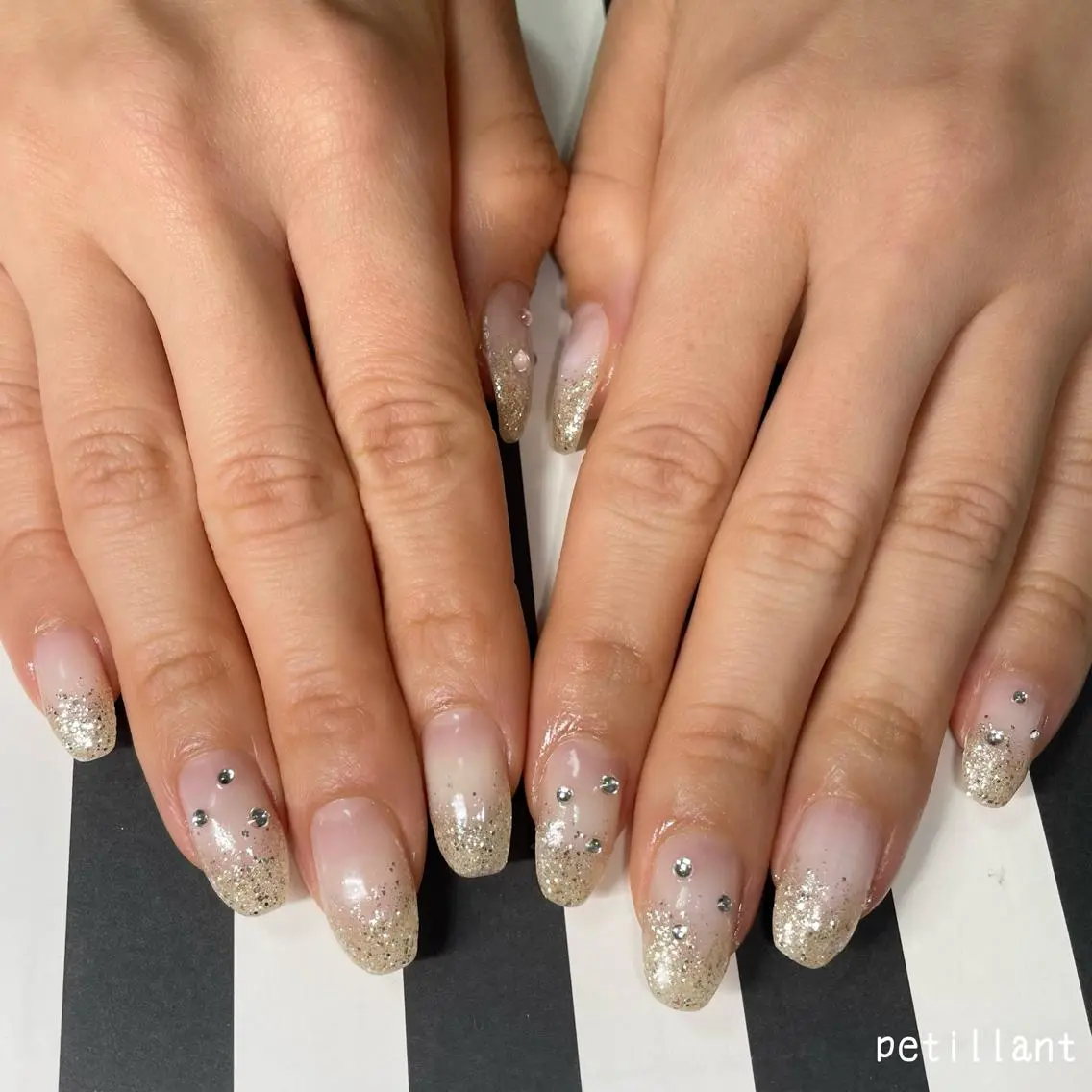 ネイル クリアネイル グラデーション ラメ(グリッター) ラメグラデーション nail salon petillantのネイルデザイン