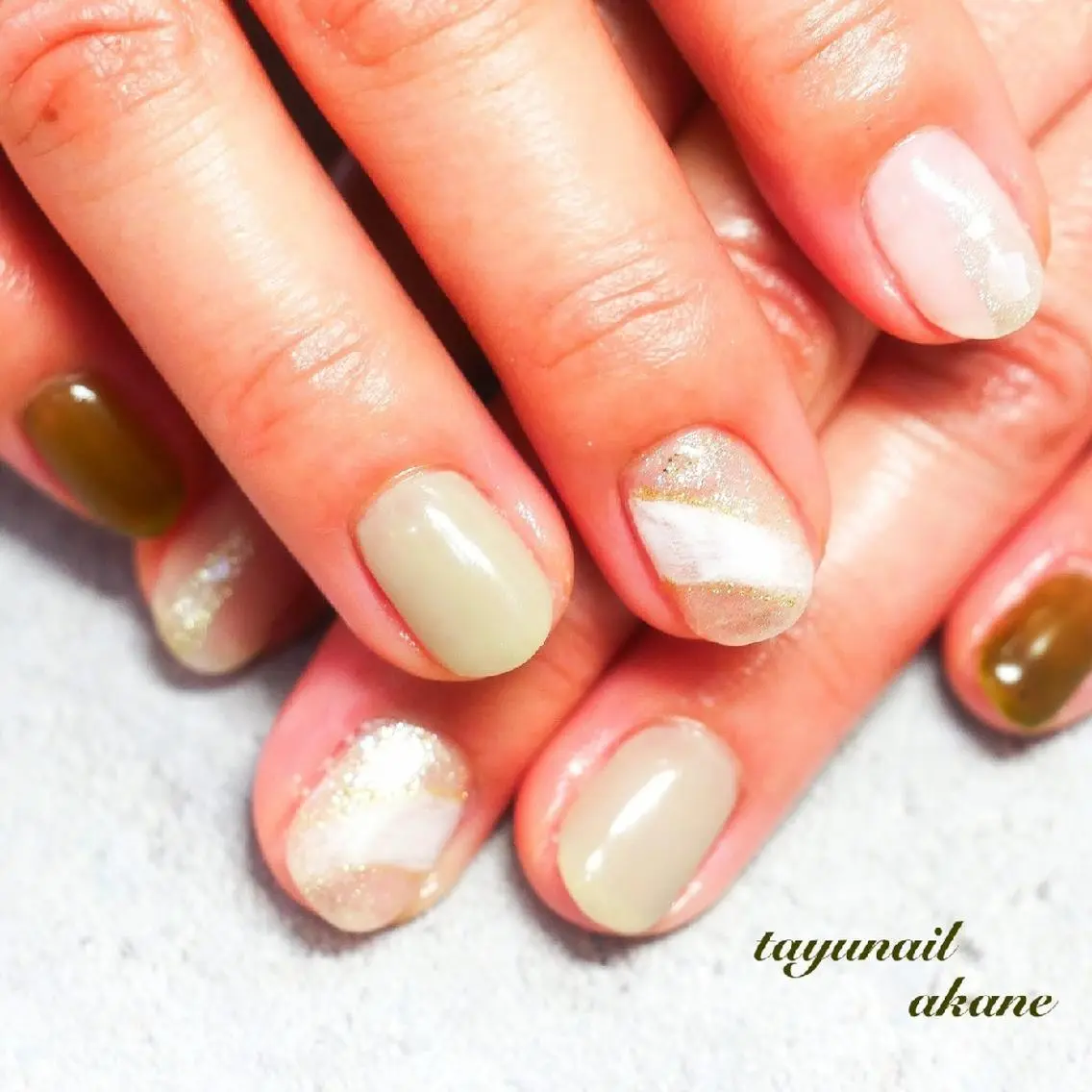 ネイル アートネイル ブルー ジェルネイル ゴールド グリーン ネイルサロン 【たゆnail】のネイルデザイン