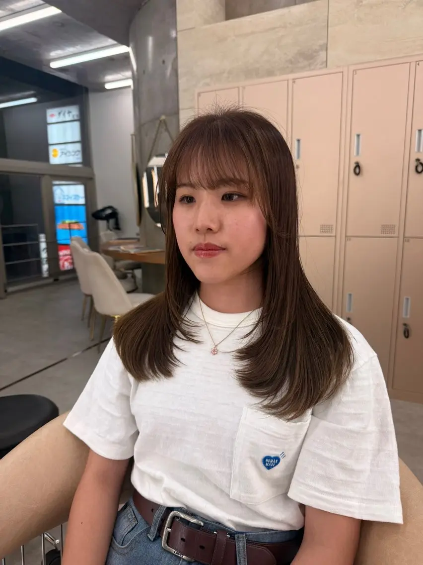 セミロング カット ヘアカラー トリートメント 髪質改善🦋韓国ヘア /艶髪カラー/ゆうとのヘアスタイル