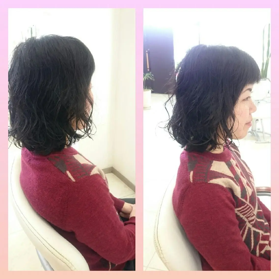 ミディアム パーマ ボブ ストレートパーマ キンジョウ エナミのヘアスタイル