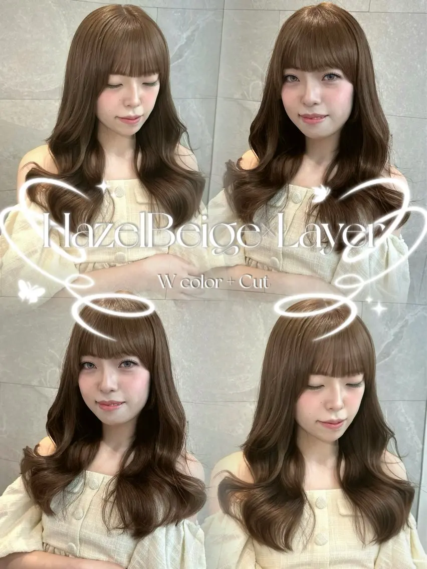 セミロング カラー ベージュカラー ブリーチ ブラウンカラー ケアブリーチ ヘーゼル カット ヘアカラー トリートメント 🦋高瀬寛菜🦋 韓国レイヤーのヘアスタイル