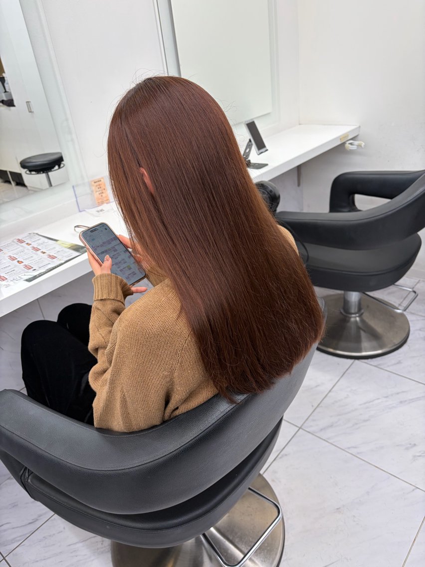 ロング カラー カット ヘアカラー トリートメント ヘッドスパ ヘアセット 楽人🥨ミルクティー /縮毛🥨のヘアスタイル