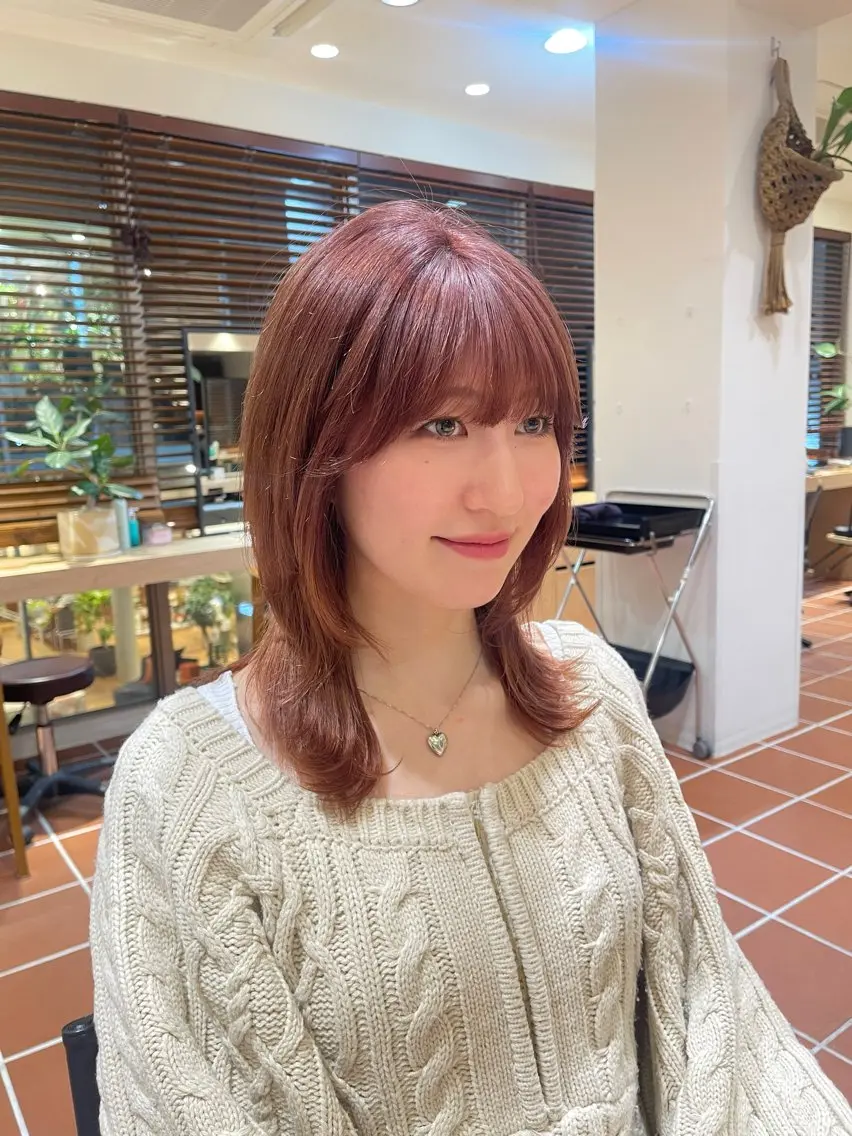 カラー ベージュカラー ピンクカラー ピンクベージュ まるた ゆうな /メンズカットのヘアスタイル