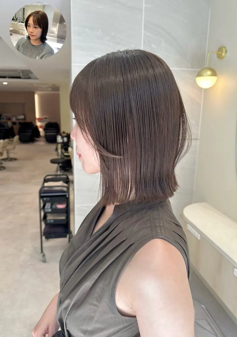 ショート カラー ベージュカラー イルミナカラー ボブ 外ハネヘア カット ヘアカラー 透明感カラー🌿 グレージュ🐺陽介のヘアスタイル