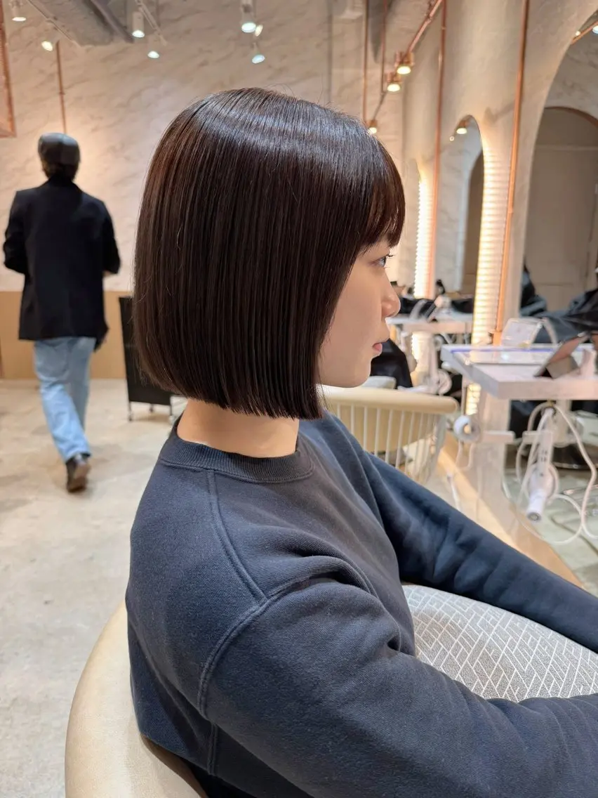 ショート 切りっぱなしボブ 前下がりボブ ボブ 髪質改善 タンバルモリ カット ヘアカラー トリートメント 🌹ボブ/髪質改善 韓国ヘア🌹澤口龍成のヘアスタイル