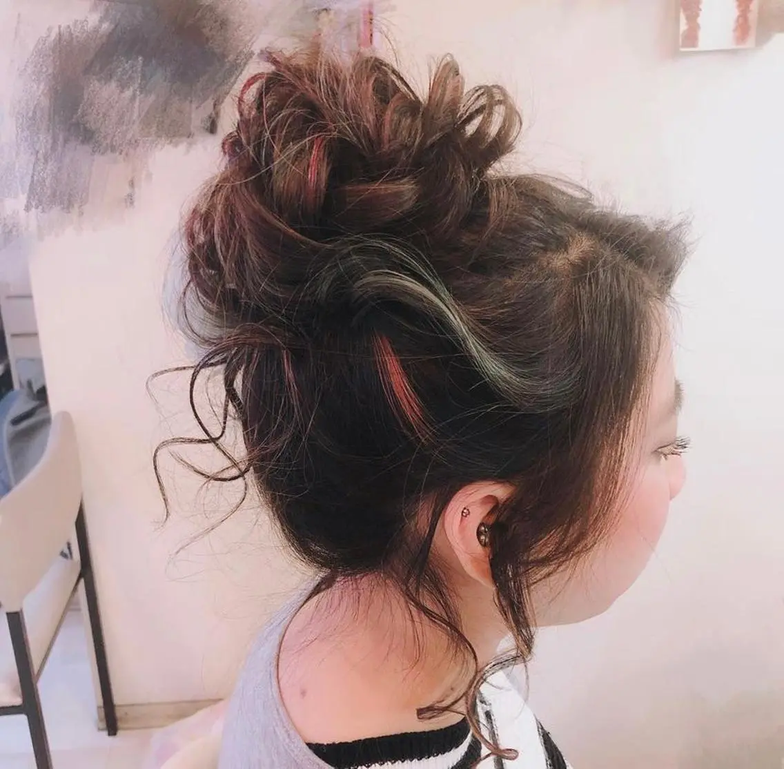 ロング ヘアアレンジ お団子ヘア ヘアセット 竹野 実優のヘアスタイル