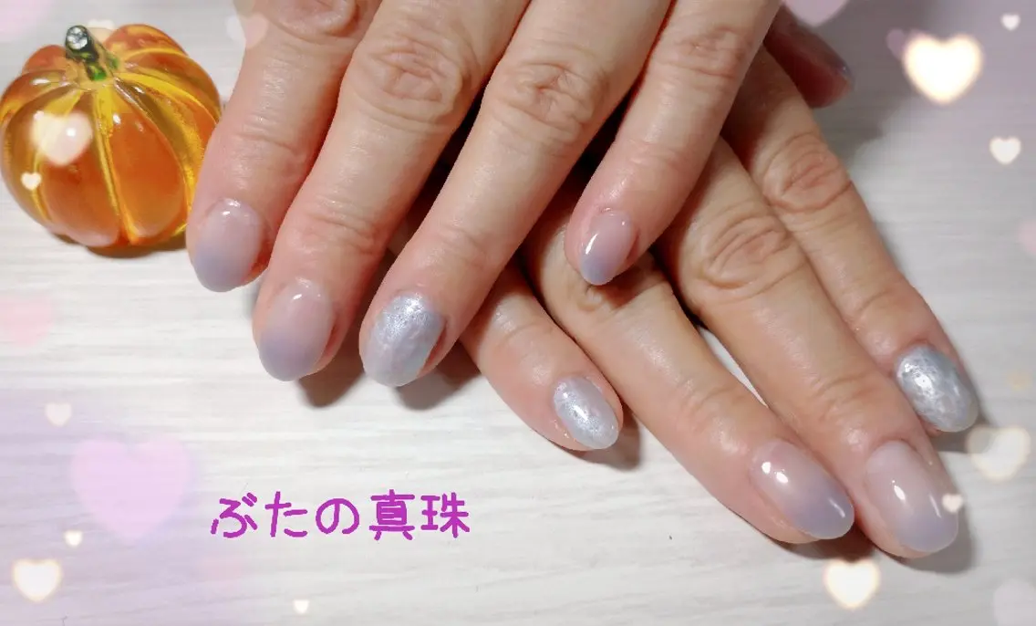 ネイル ブルー パープル ハンドネイル 林 珠里のネイルデザイン