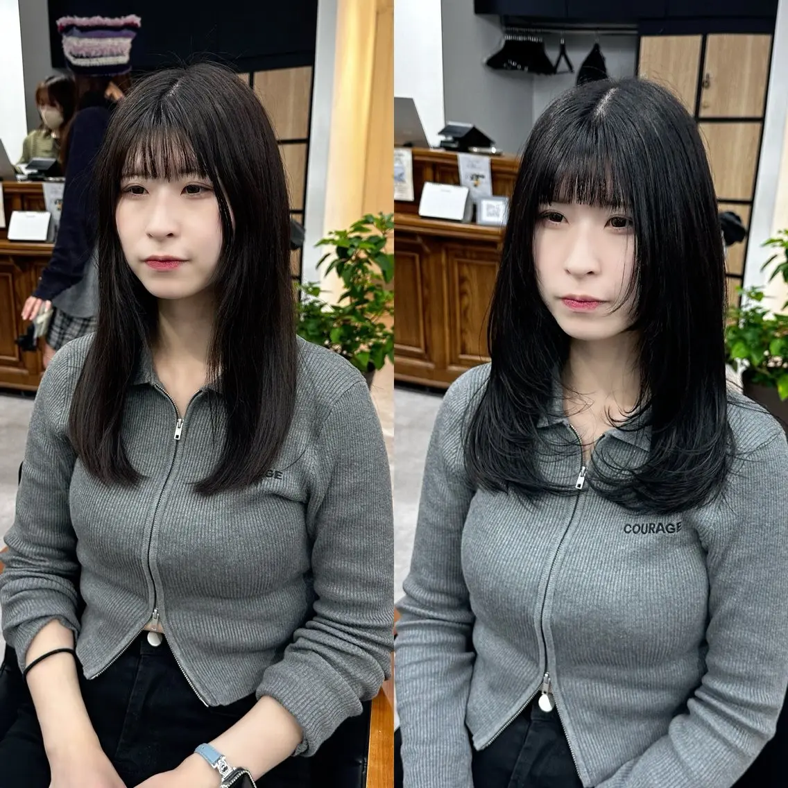 セミロング カラー パーマ ヘアアレンジ メンズ キッズ レイヤーカット/ 巻ける縮毛矯正のヘアスタイル
