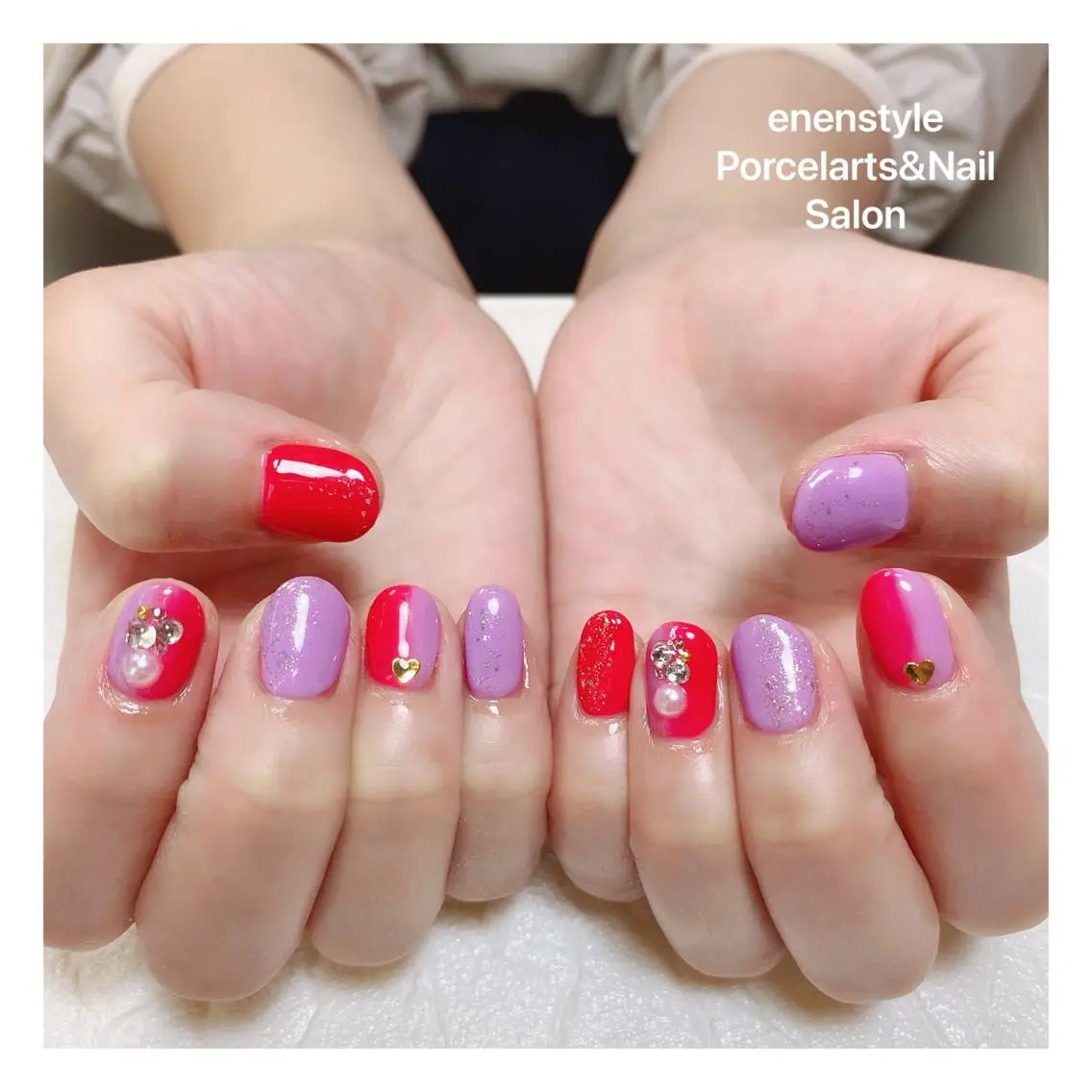 ミディアム ネイル ハンドネイル 🐾enen style 🐾のネイルデザイン