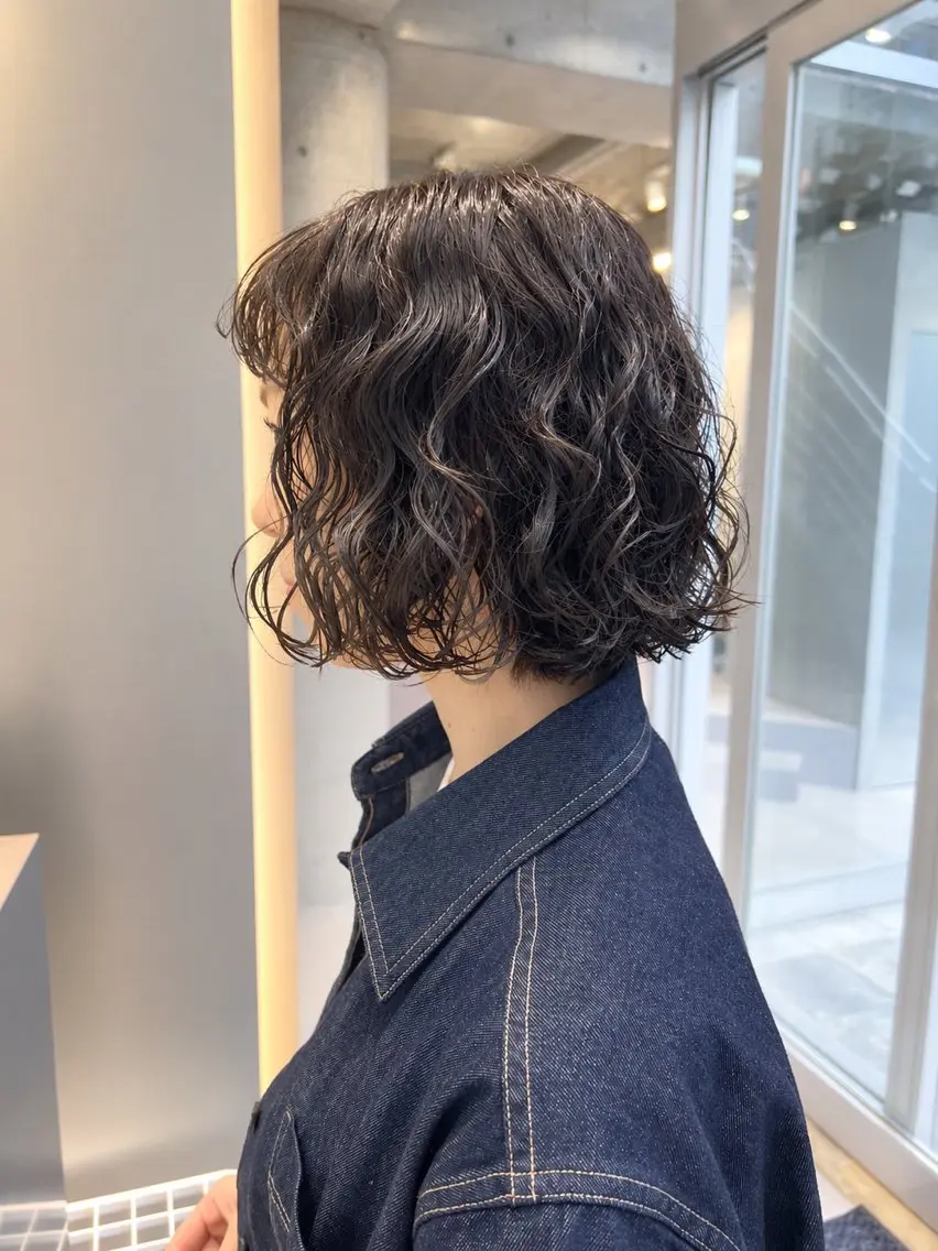 ショート パーマ カット パーマ トリートメント ボブパーマコテ巻き風 パーマNo1深江秀平のヘアスタイル