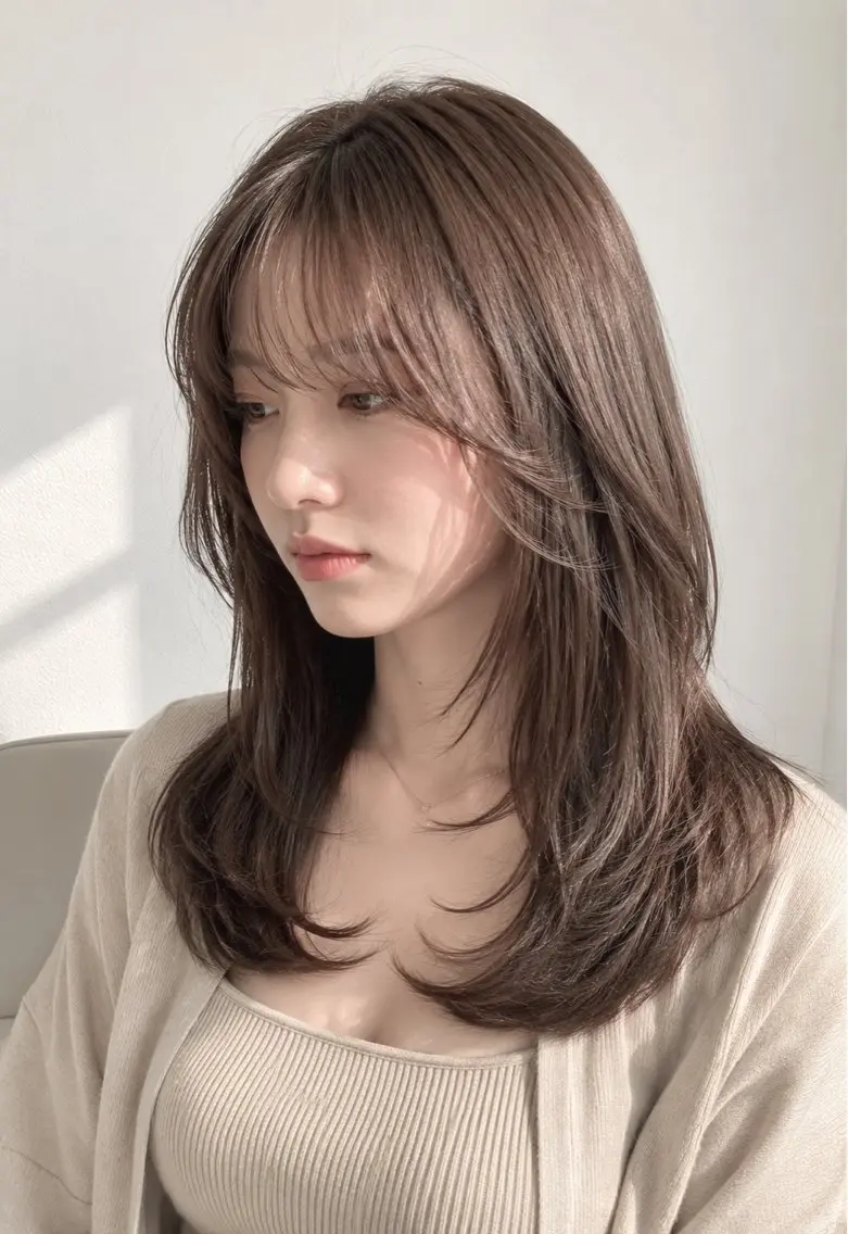 ミディアム カラー 顔周りカット カット ヘアカラー トリートメント モテ🤍トレンドヘア /新宿/ワカナのヘアスタイル