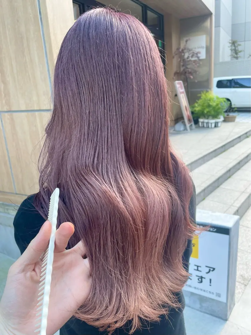 セミロング カラー ラベンダーカラー ピンクカラー ピンクラベンダー 佐藤 魁人のヘアスタイル