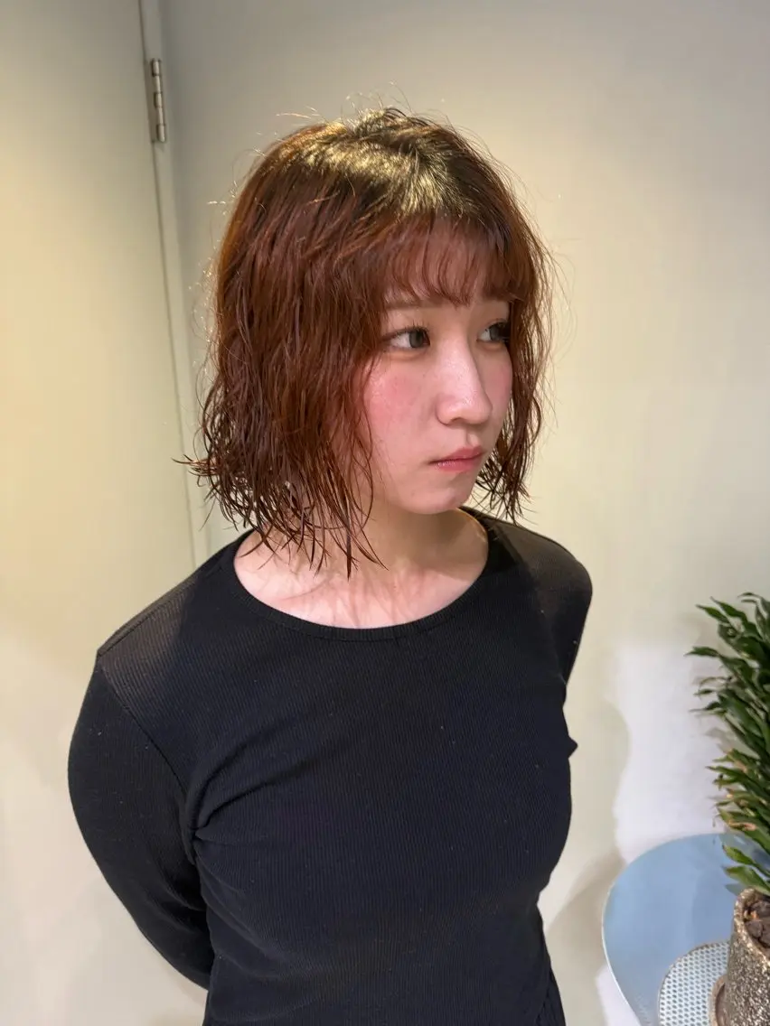 パーマ ボブ パーマ 辻岡 悠稀のヘアスタイル