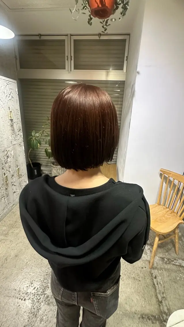 ミディアム カラー ブラウンカラー ピンクカラー ピンクブラウン ヘアカラー カラーモデル🍒/ 長久手/パーマモデルのヘアスタイル