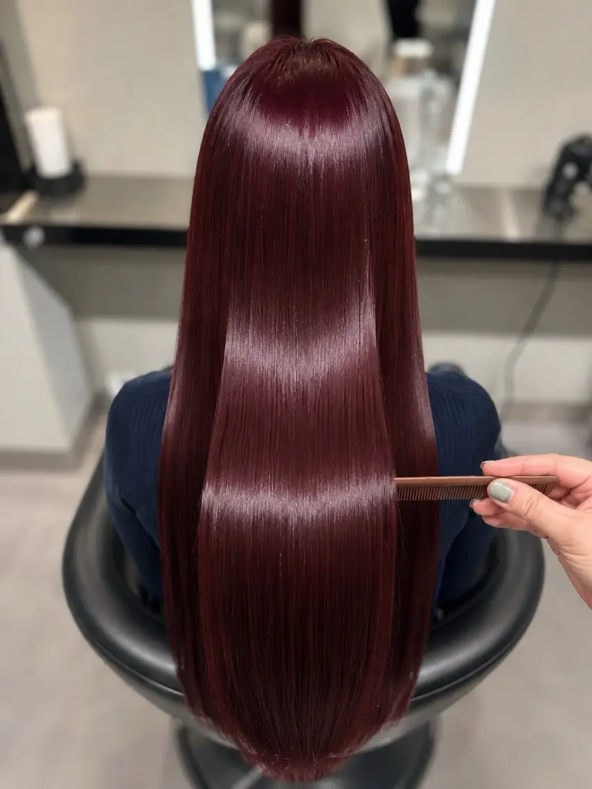 ロング カラー レッドカラー 🌈ウルトワ水素 髪質改善naru🌈のヘアスタイル