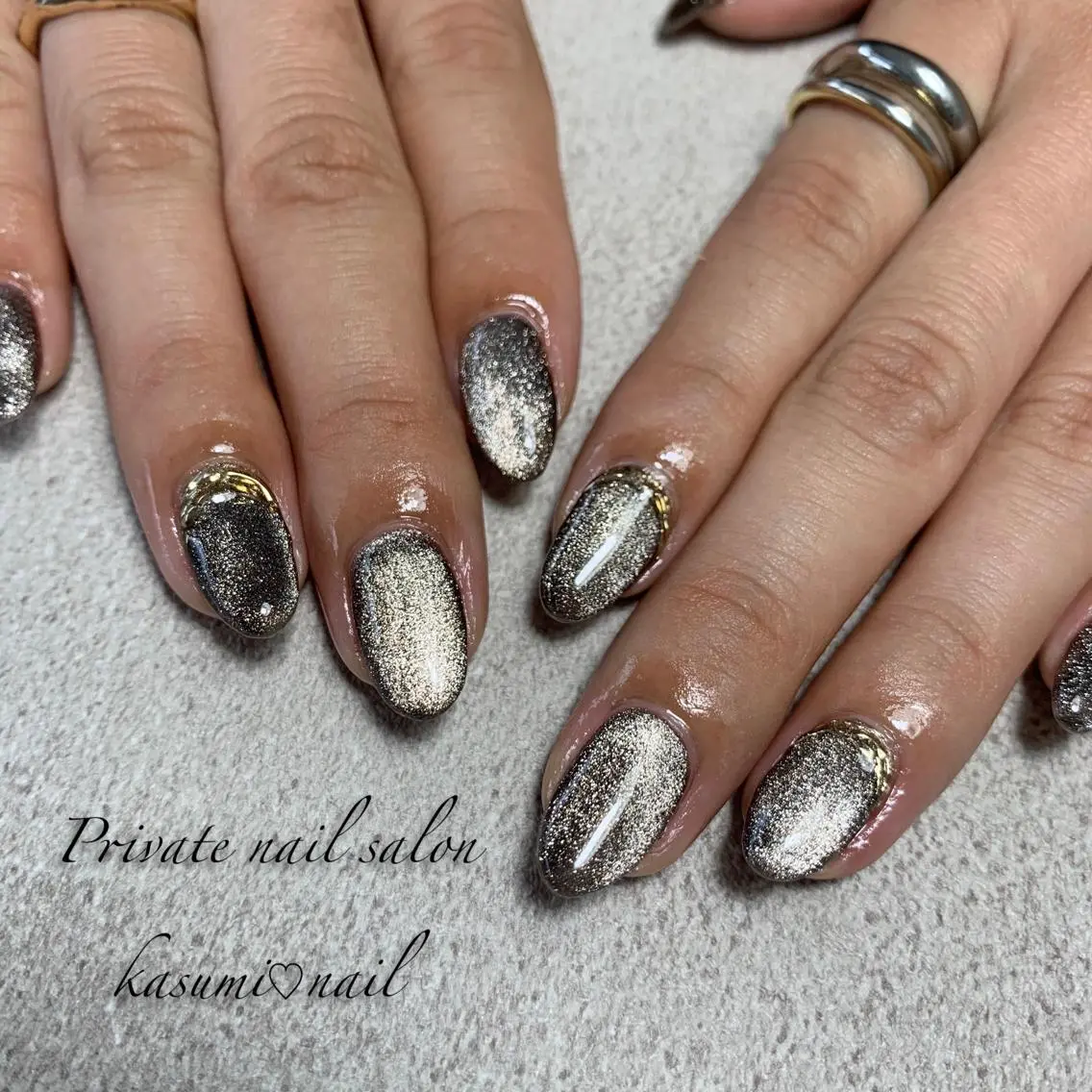 ネイル マグネットネイル ミラーネイル ニュアンスネイル 冬ネイル KASUMI♡ Nailのネイルデザイン