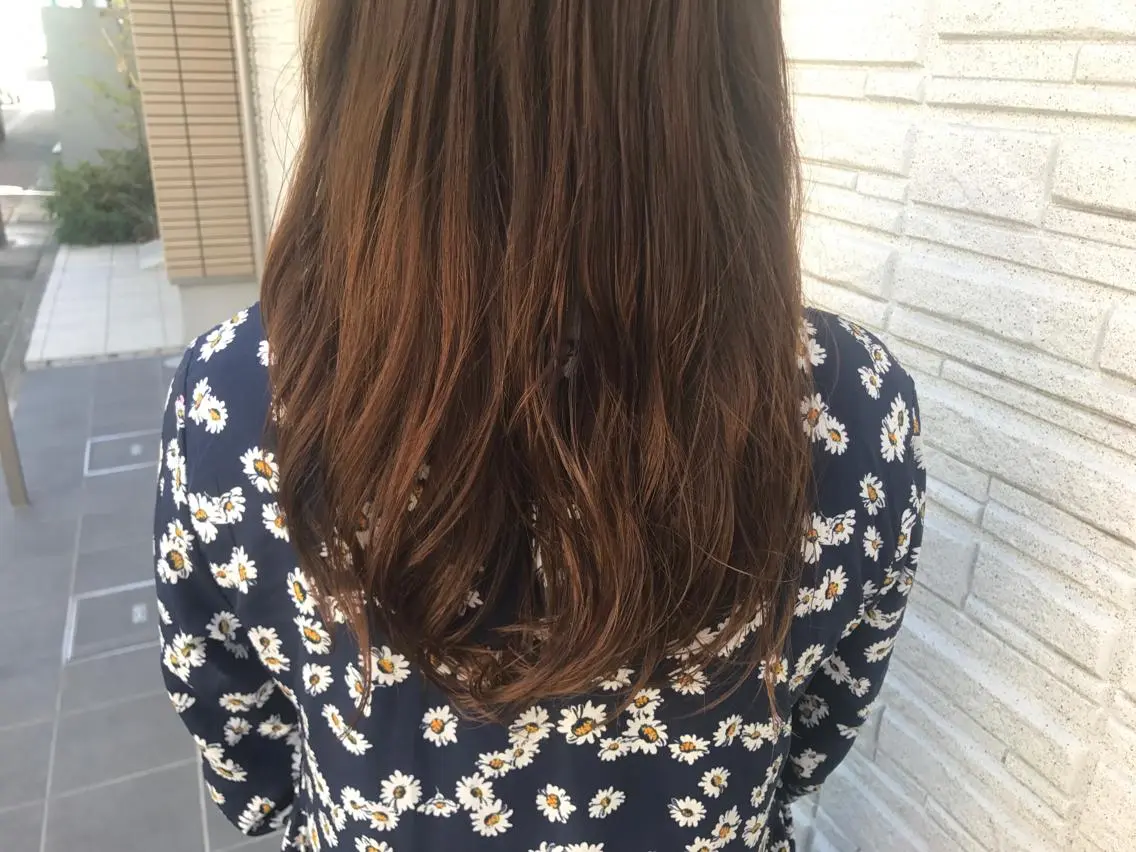 セミロング パーマ 暖色カラー🍊 ボブ🌿顔周りcutのヘアスタイル
