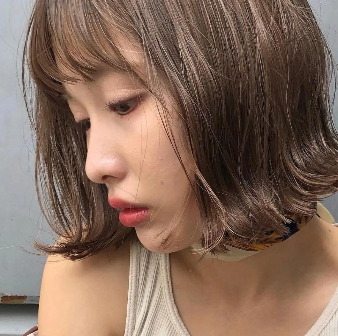カラー ベージュカラー ミルクティーベージュ カット ヘアカラー トリートメント ボブ♡柔らかいカラー 實松栞理のヘアスタイル