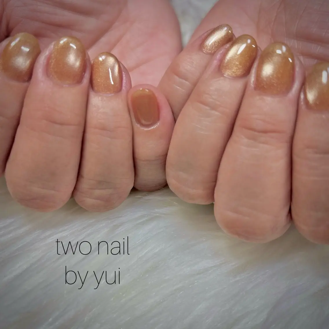 ネイル ブラウン キラキラネイル マグネットネイル ネイルチップ ホワイト ハンドネイル two nailのネイルデザイン