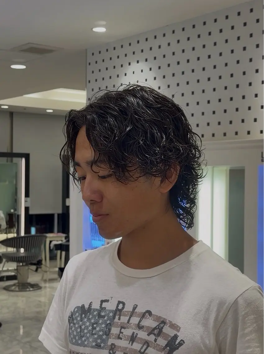 ミディアム メンズ ミディアムパーマ メンズパーマ カット パーマ トリートメント 🇬🇧メンズパーマ 特化/ren🎸のヘアスタイル