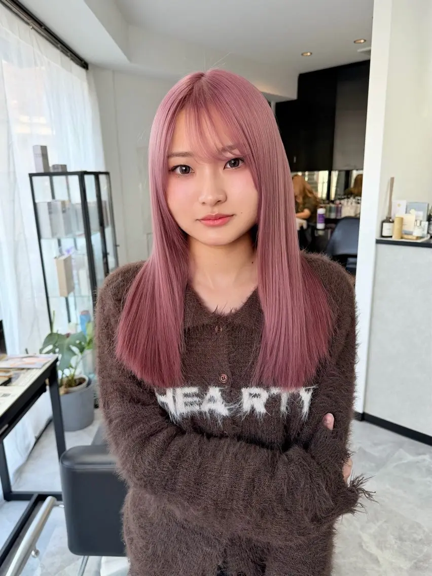 ロング ヘアカラー トリートメント 🖤JIN🖤久留米 ハイトーン 髪質改善のヘアスタイル