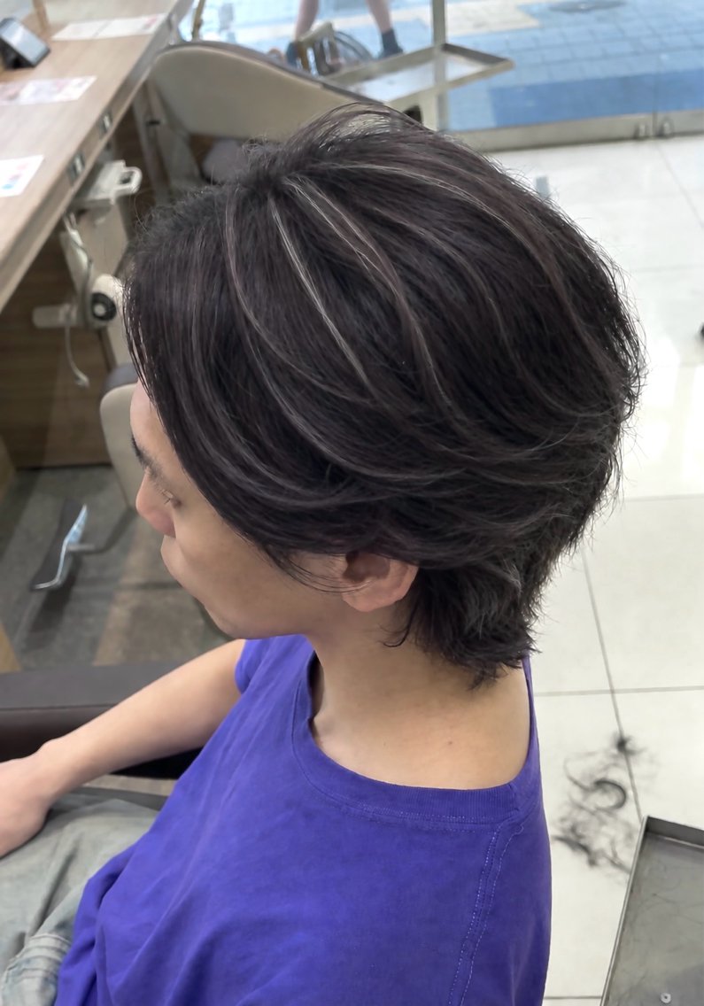 カラー メンズ メンズハイライト メンズメッシュ グレージュ ハイライトカラー メッシュ カット ヘアカラー ダブルカラー/ 白髪ぼかし/縮毛矯正のヘアスタイル