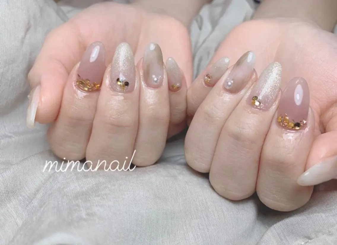 ネイル オーロラネイル フットネイル フレンチネイル 韓国ネイル 大理石ネイル(マーブル) ハンドネイル mima nailのネイルデザイン