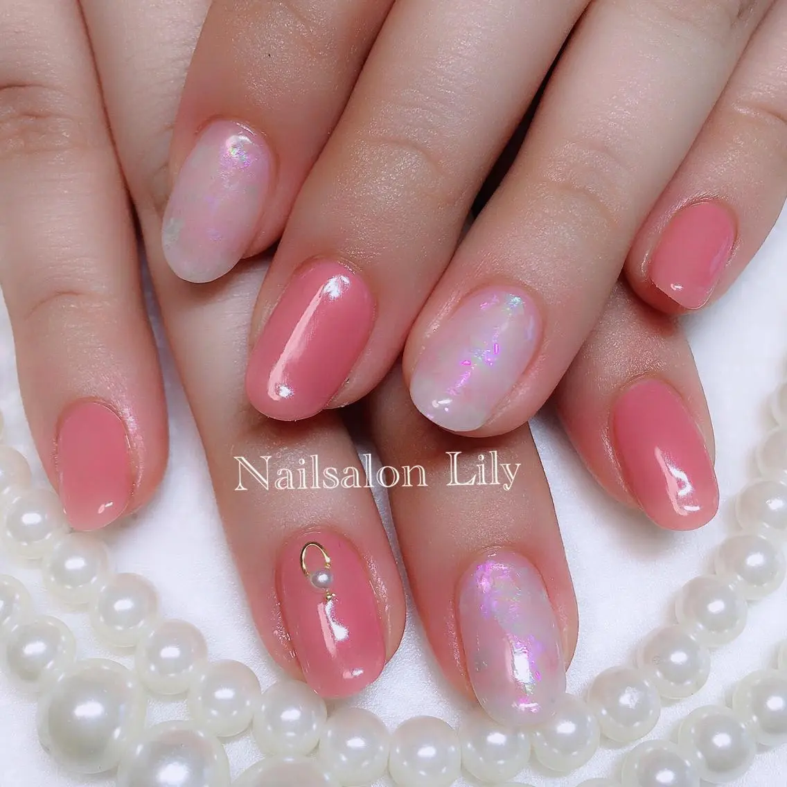 ネイル ピンク Lily*nail 🌻Mii🌻のネイルデザイン
