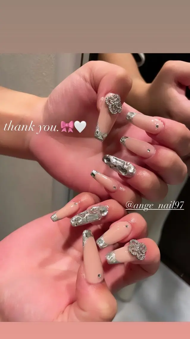 ネイル フレンチネイル ガラスフレンチ スカルプネイル ハンドネイル Nail salon 🎀Angeのネイルデザイン