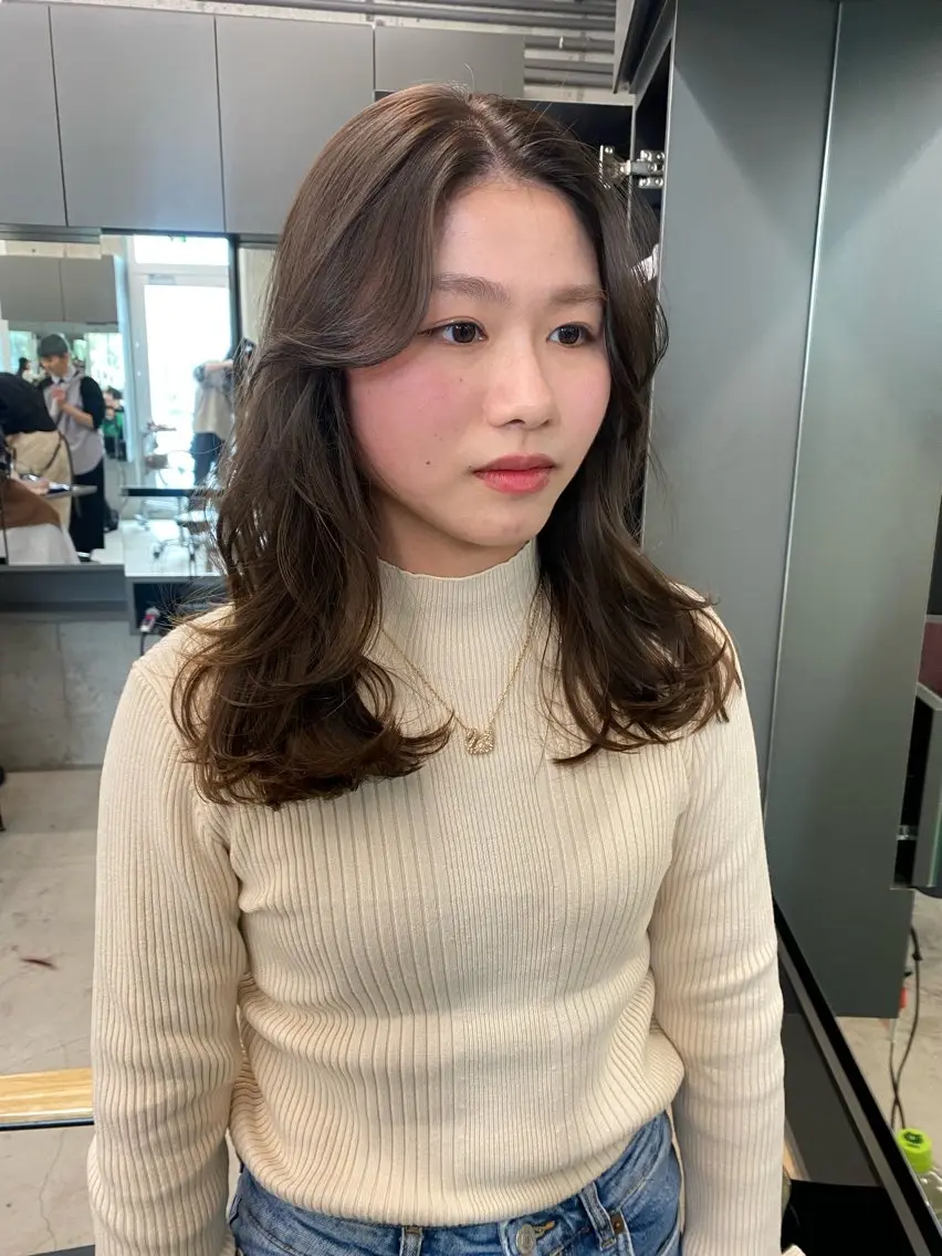 ミディアム カラー カット ヘアカラー トリートメント レイヤー/柔色 カラー/SAkiのヘアスタイル