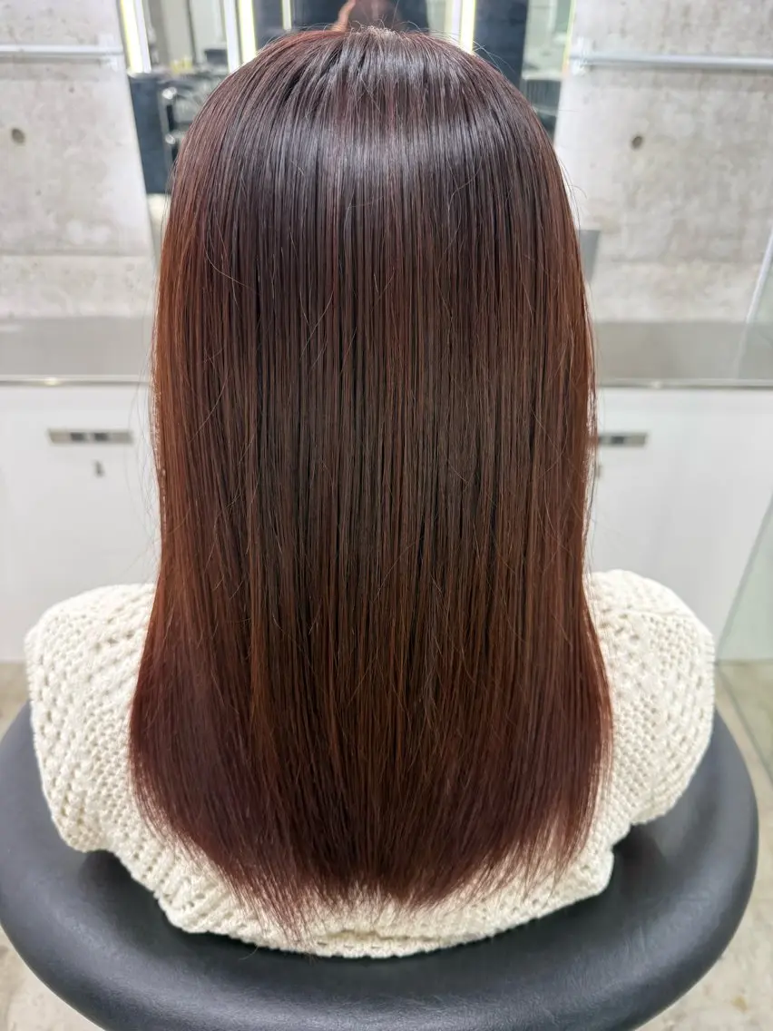 ロング カラー ブラウンカラー レッドカラー レッドブラウン ヘアカラー トリートメント 艶髪カラー🫧 髪質改善🪽あいとのヘアスタイル