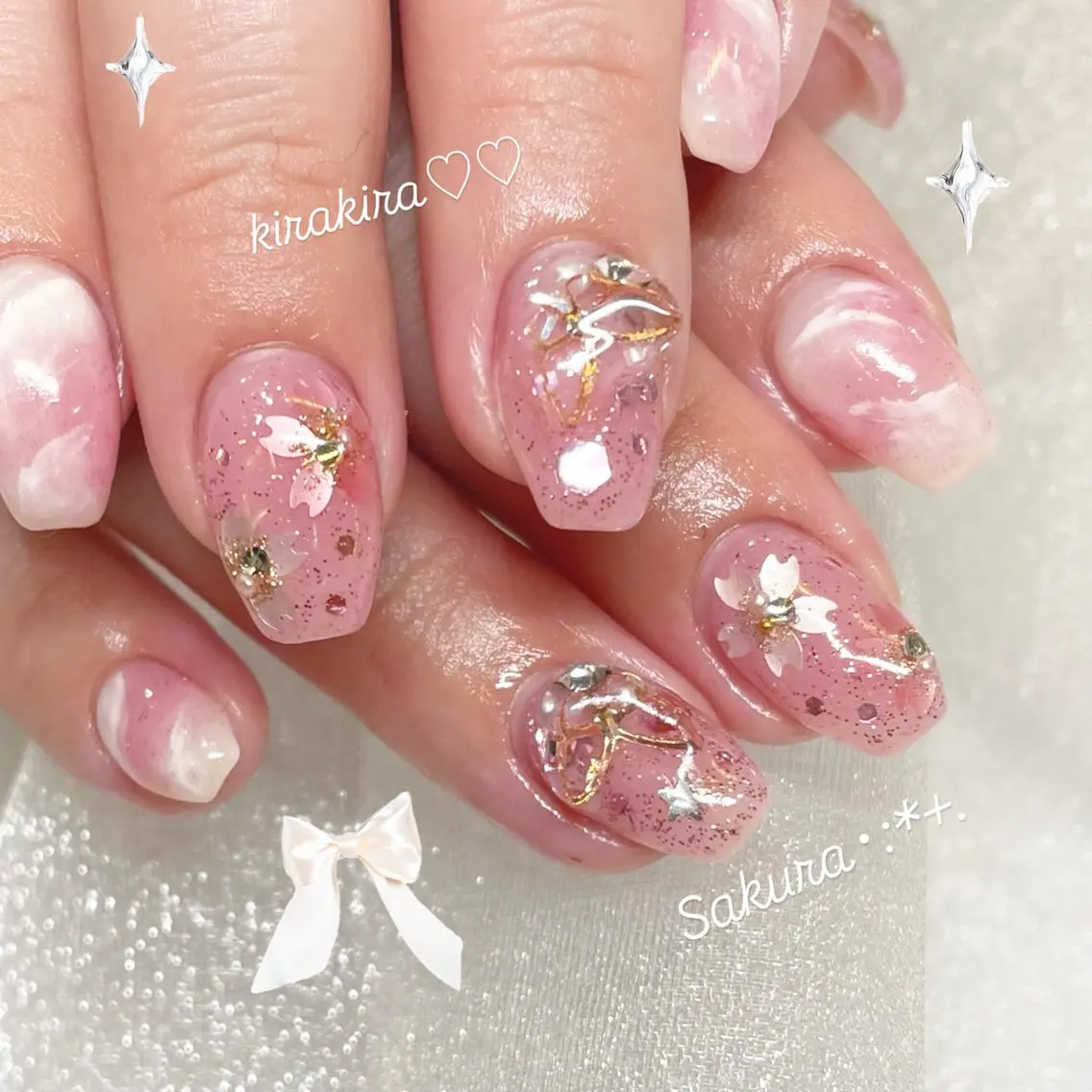 ネイル 桜ネイル ピンク 春ネイル ハンドネイル Tsukahara 🌷仙台PARCOのネイルデザイン