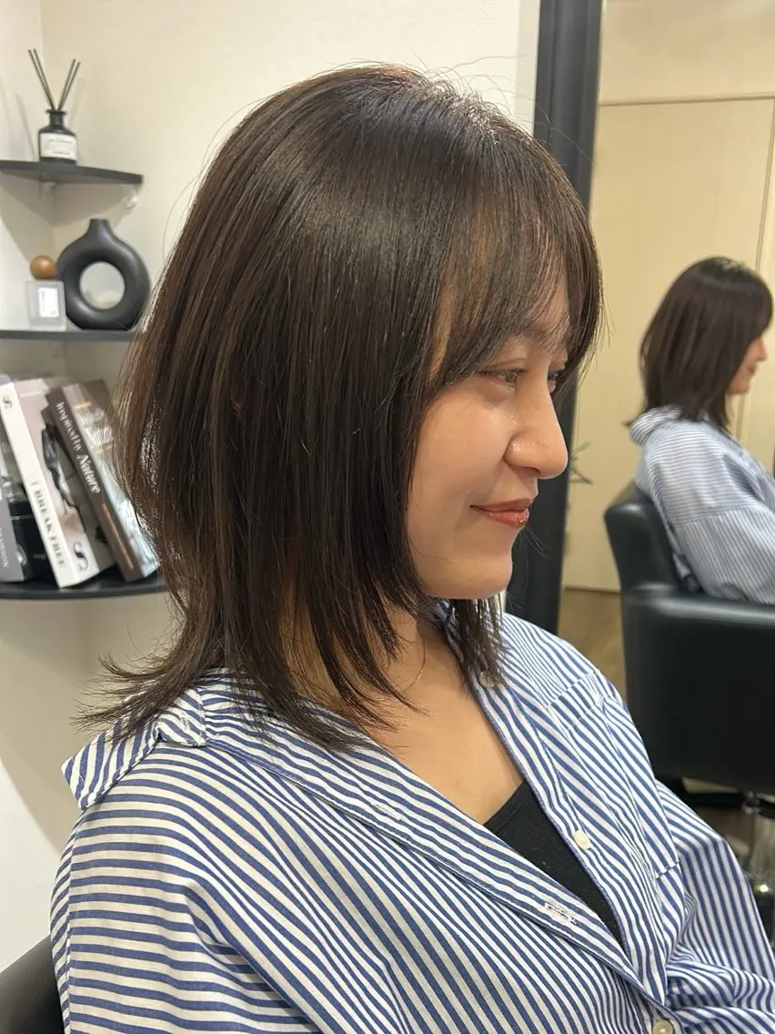 ミディアム レイヤーカット 縮毛矯正 カット 縮毛矯正 hair salon Zöld.のヘアスタイル