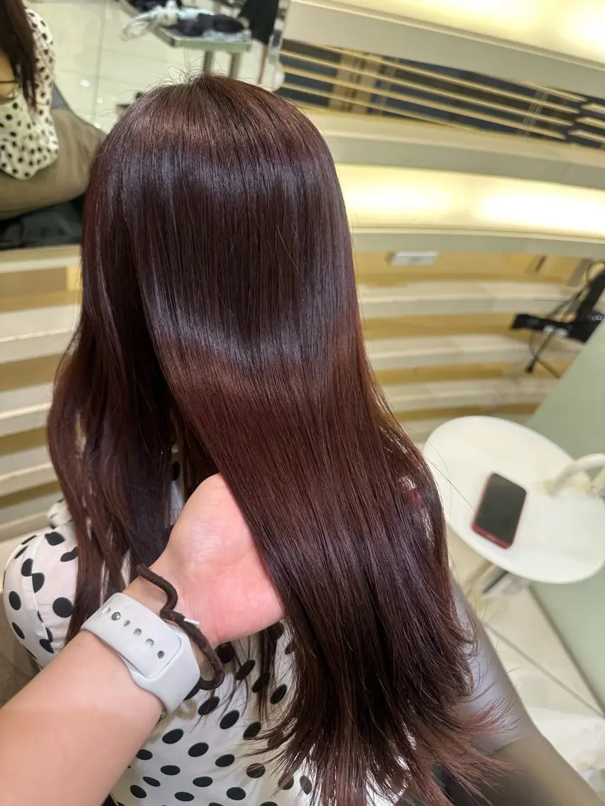 ロング カラー ヘアアレンジ タイトボブ個性派カラ ーAKANEのヘアスタイル