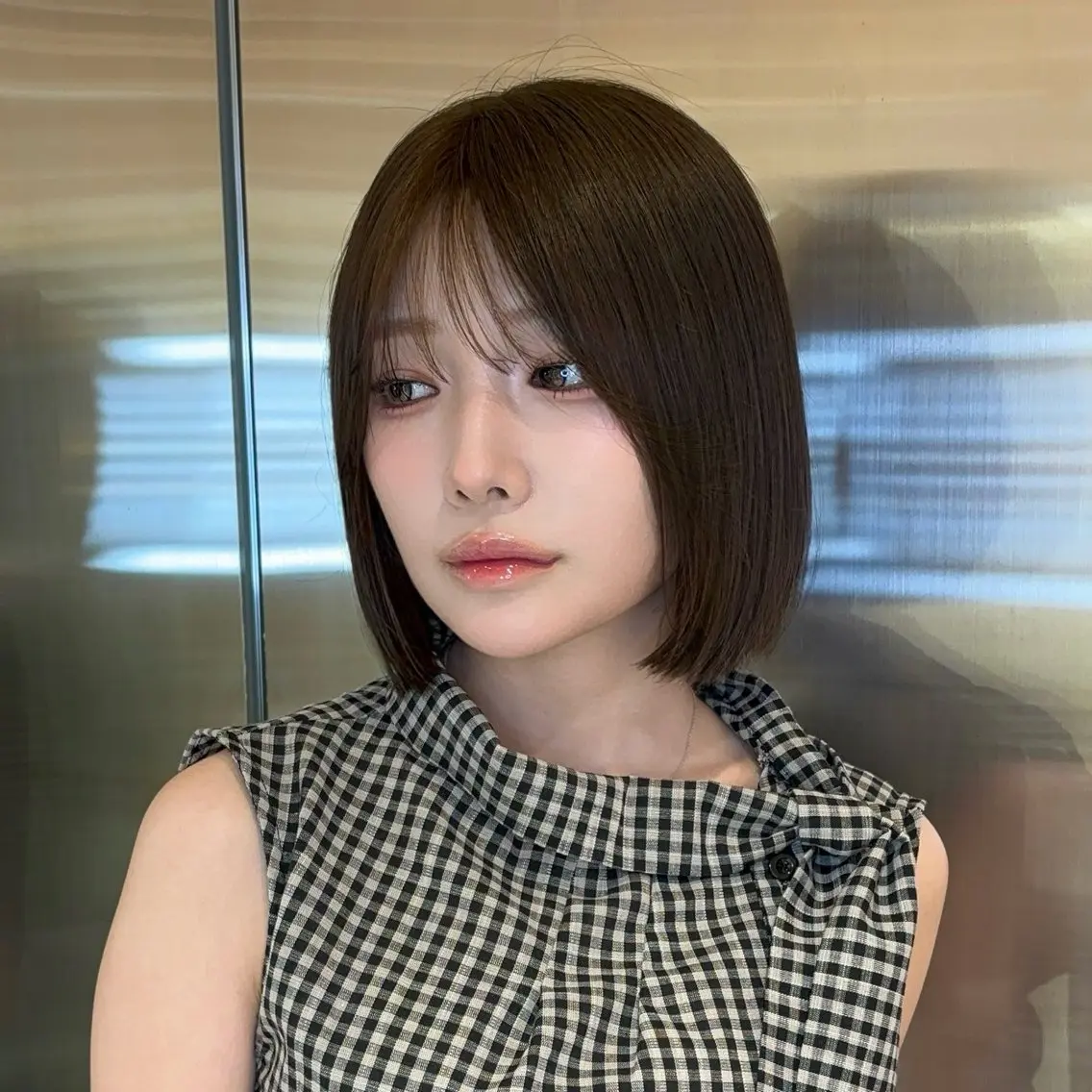 ミディアム カラー ヘアアレンジ ベージュカラー 透明感カラー ボブ 韓国風ヘア ワンホンヘア 韓国ヘア/ レイヤー/Rumiのヘアスタイル