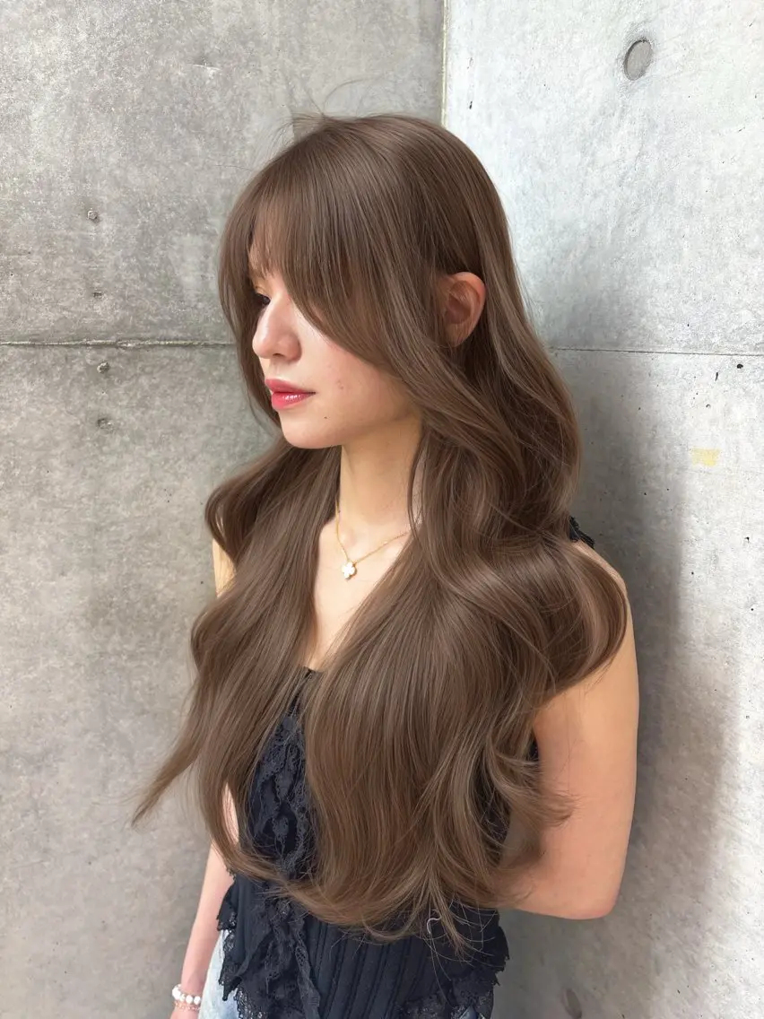ロング カット ヘアカラー トリートメント 顔周り🇰🇷韓国 レイヤー/モエのヘアスタイル