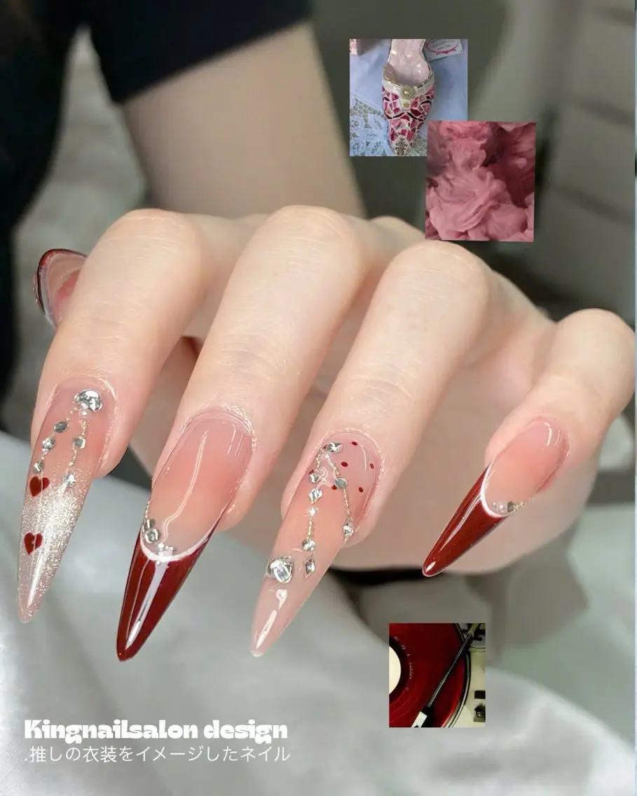 ネイル 長さ出し 韓国ネイル マグネットネイル 持ち込み ストーンネイル ハンドネイル King Nail_Salonのネイルデザイン