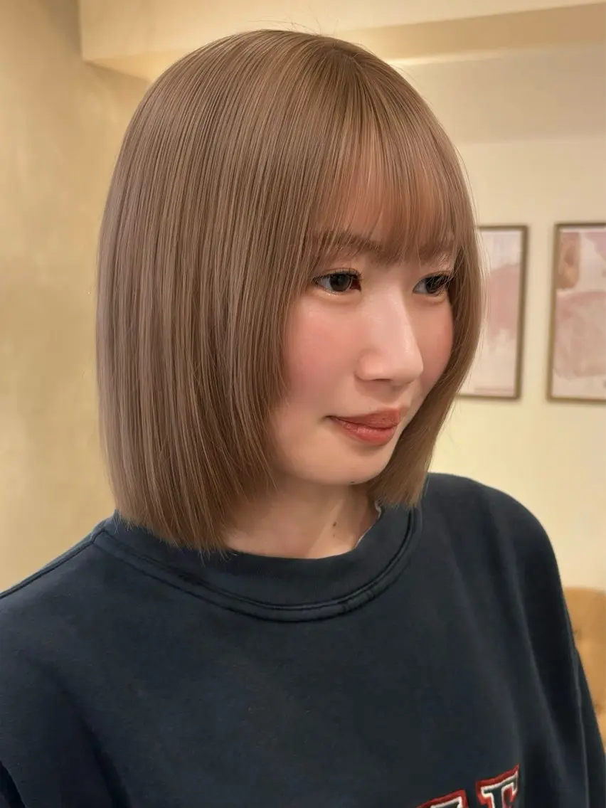ミディアム カラー カット ヘアカラー トリートメント ミルクティー/ レイヤー/yuriaのヘアスタイル