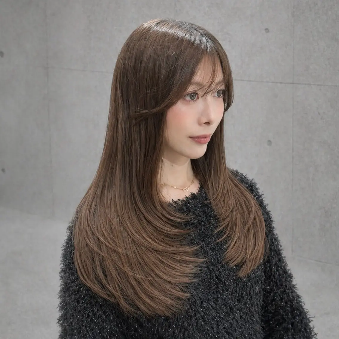 ロング 髪質改善 レイヤーカット 縮毛矯正 トリートメント カット ヘアカラー 縮毛矯正 👑髪質改善/透明感 カラー/レイヤー/Uのヘアスタイル