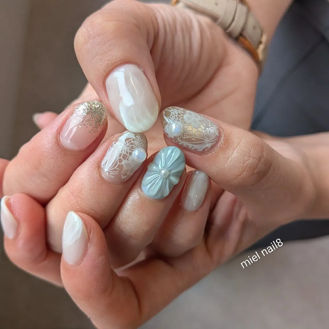 ネイル レース マグネットネイル miel nail mayaのネイルデザイン