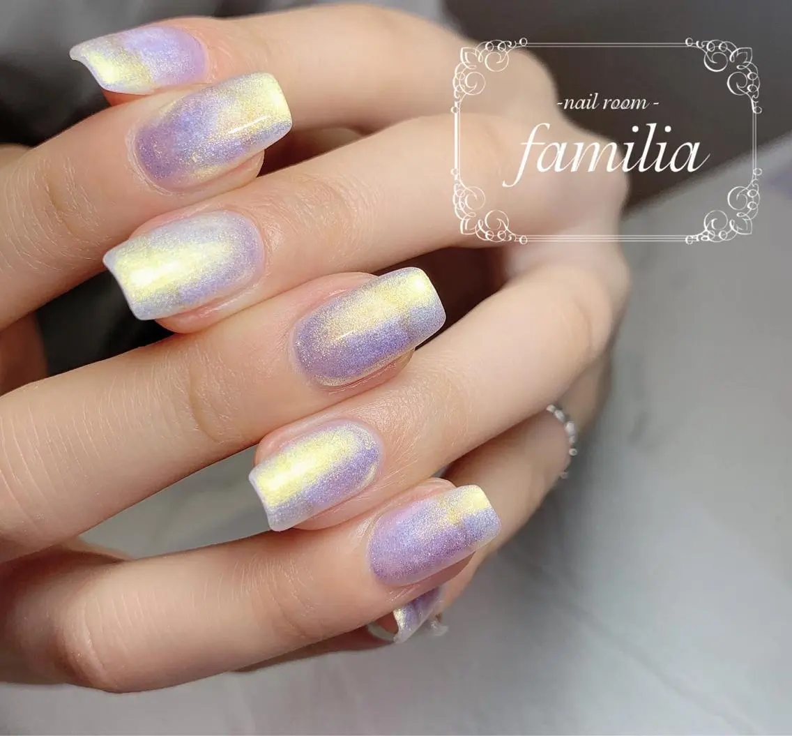 ネイル オーロラネイル ラメ(グリッター) ハンドネイル -nailroom- familiaのネイルデザイン
